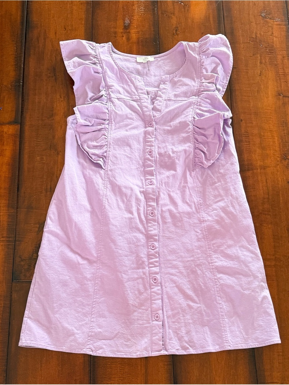 entro Pastel Lilac Button-Front Ruffle Mini Dress